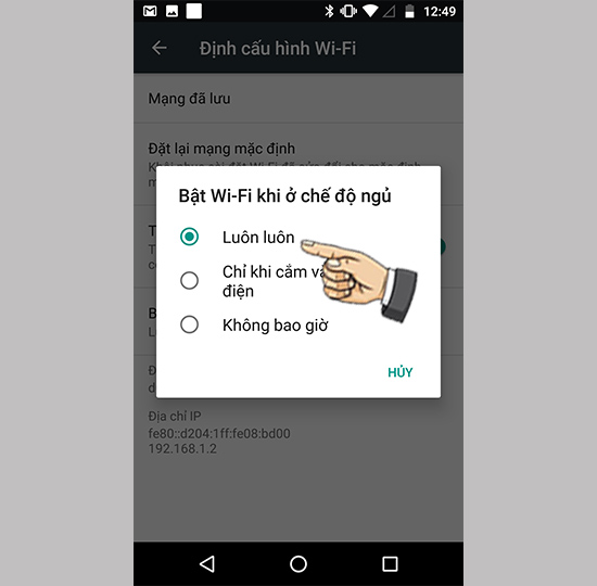 Chọn luôn luôn tắt